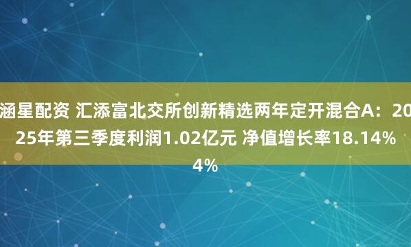 涵星配资 汇添富北交所创新精选两年定开混合A：2025年第三季度利润1.02亿元 净值增长率18.14%